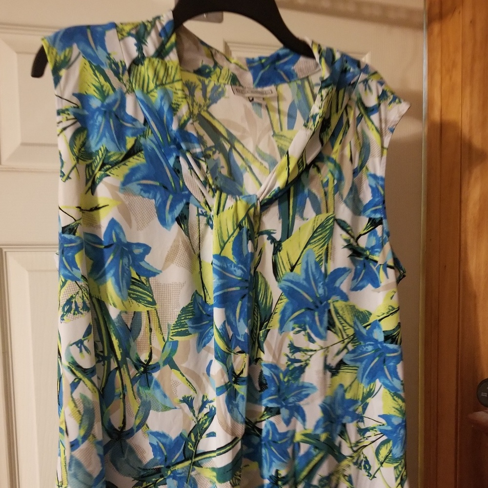 Dana Buchman Floral Print Sleeveless Blouse XL